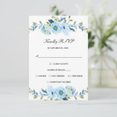 ブルーグリーンウォーターカラーフローラエレガントな結婚式 出欠カード (スタンド正面)