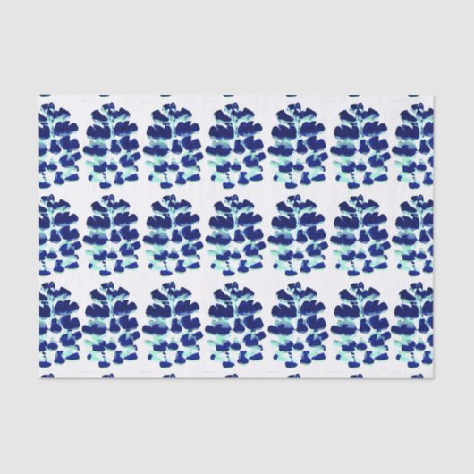 ブルーグリーンウォーターカラールピンフラワーティッシュペーパー 薄葉紙 (正面)