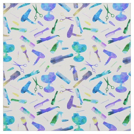 ブルーグリーンウォーターカラー美容師サロンホワイト ファブリック (見本)