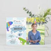 ブルーグリーンウォーターガン誕生日招待状w写真 招待状 (スタンド正面)