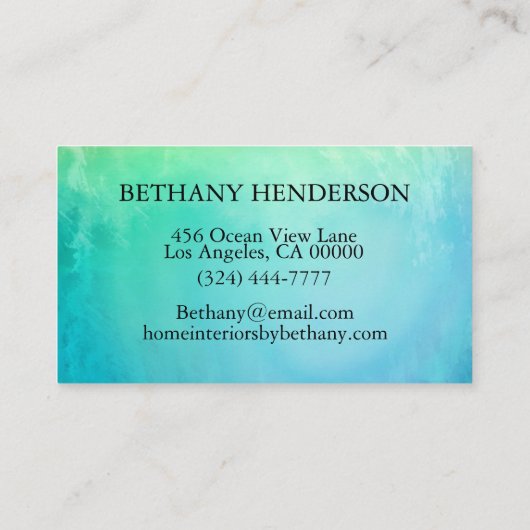 ブルーグリーンウォーターフェミニンカラー名刺 名刺 (裏面)