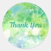 ブルーグリーンウォーター絵を描カラー洗浄の感謝 ラウンドシール (正面)