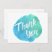 ブルーグリーンウォーター色ありがとうポストカード ポストカード (正面/裏面)