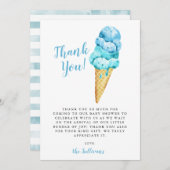 ブルーグリーンウォーター色アイスクリームベビーシャワー サンキューカード (正面/裏面)