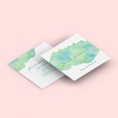 ブルーグリーンウォーター色洗四角ビジネスカード スクエア名刺