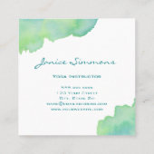 ブルーグリーンウォーター色洗四角ビジネスカード スクエア名刺 (裏面)