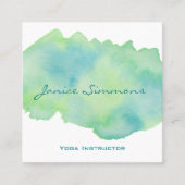 ブルーグリーンウォーター色洗四角ビジネスカード スクエア名刺 (正面)