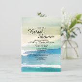 ブルーグリーンウォーター色海波ブライダルシャワー 招待状 (スタンド正面)