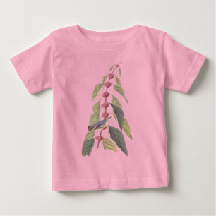 ブルーグリーンウォーブラーバードオードボンヴィンテージアート ベビーTシャツ