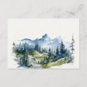 ブルーグリーンウッズマウンテンスケッチウェディングレセプション エンクロージャーカード (裏面)