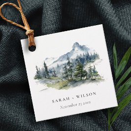 ブルーグリーンウッズマウンテンランドスケープスケッチ結婚ズ フェイバータグ