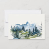 ブルーグリーンウッズマウンテンランドスケープスケッチ結婚ズ 出欠カード (裏面)