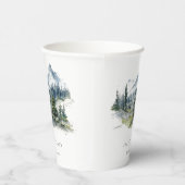 ブルーグリーンウッズマウンテンランドスケープスケッチ結婚ズ 紙コップ (右)