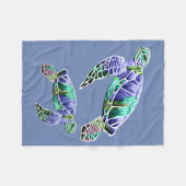 ブルーグリーンウミガメ フリースブランケット (正面(横))