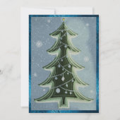 ブルーグリーンエレガントグリッターペーパーカットクリスマスツリー シーズンカード (正面)