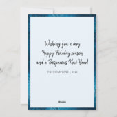 ブルーグリーンエレガントグリッターペーパーカットクリスマスツリー シーズンカード (裏面)