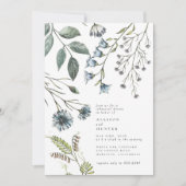 ブルーグリーンエレガントワイルドフラワーリハーサルディナー 招待状 (正面)