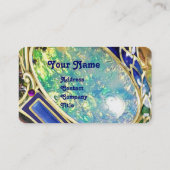 ブルーグリーンオパール、アールヌーボー金ゴールドジュエルモノグラム 名刺 (裏面)