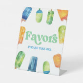 ブルーグリーンオレンジのポプシクルパーティーはテーブルの看板を支持 台座サイン (正面)