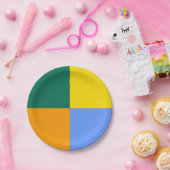 ブルーグリーンオレンジイエロー ペーパープレート (パーティー)