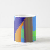 ブルーグリーンオレンジカラーアートパターンコーヒーまたは紅茶 コーヒーマグカップ (中央)