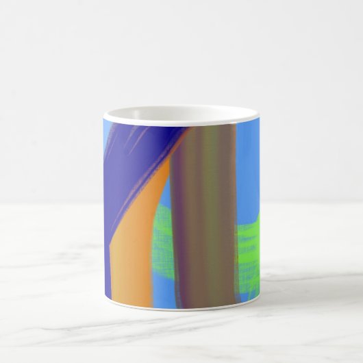ブルーグリーンオレンジカラーアートパターンコーヒーまたは紅茶 コーヒーマグカップ (中央)