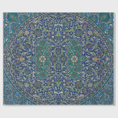ブルーグリーンオレンジティール（緑がかった色）アラビ華美ックパターン ラッピングペーパー (フラット)