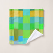 ブルーグリーンオレンジパープルクリーミーパターン抽象芸術 バスタオルセット (ウォッシュタオル)