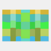 ブルーグリーンオレンジパープルクリーミーパターン抽象芸術 ラッピングペーパーシート (正面3)