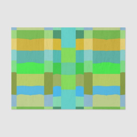 ブルーグリーンオレンジパープルクリーミーパターン抽象芸術 薄葉紙 (正面)