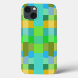 ブルーグリーンオレンジパープルクリーミーパターン抽象芸術 iPhone 13ケース