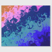 ブルーグリーンオレンジピンクスワール抽象芸術パターン ラッピングペーパー (フラット)