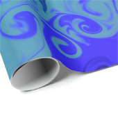 ブルーグリーンオレンジピンクスワール抽象芸術パターン ラッピングペーパー (ロールコーナー)