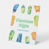 ブルーグリーンオレンジポプシクルカスタムパーティーテーブル記号 台座サイン (正面)