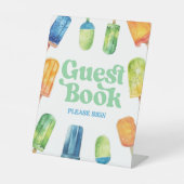 ブルーグリーンオレンジポプシクルゲストブックテーブルサイン 台座サイン (正面)