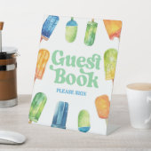 ブルーグリーンオレンジポプシクルゲストブックテーブルサイン 台座サイン (インサイチュ)