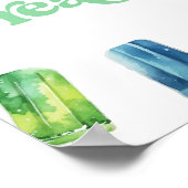 ブルーグリーンオレンジポプシクルパーティートリートテーブルサイン ポスター (角)