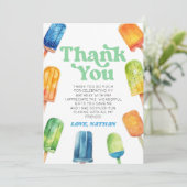 ブルーグリーンオレンジレトロポプシクルバースデーパーティー サンキューカード (スタンド正面)