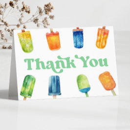 ブルーグリーンオレンジレトロポプシクルバースデーパーティー サンキューカード