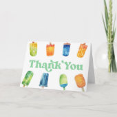 ブルーグリーンオレンジレトロポプシクルバースデーパーティー サンキューカード (正面)