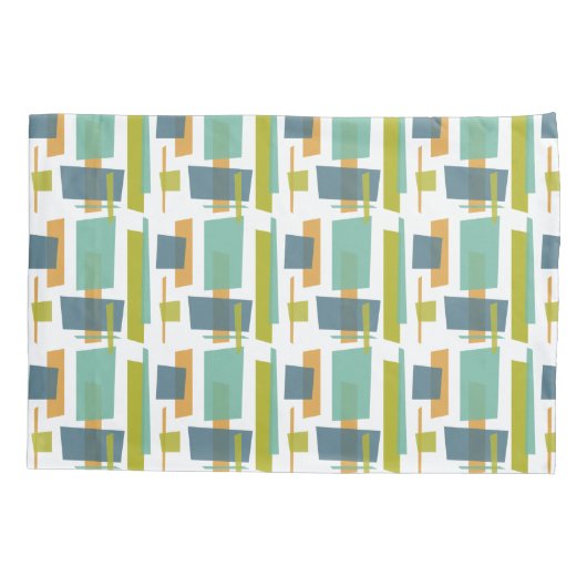 ブルーグリーンオレンジ抽象芸術幾何学中央世紀 枕カバー (裏面)