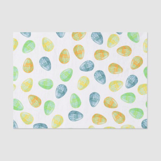 ブルーグリーンオレンジ黄色の水の色のイースターエッグ 薄葉紙 (正面)