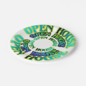 ブルーグリーンオープンハウスプレートパターン ペーパープレート (アングル)