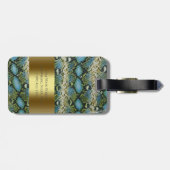 ブルーグリーンカタムケシキンレザー金ゴールドメタルモノグラム ラゲッジタグ (裏面横)