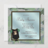 ブルーグリーンカモフラージュ男の赤ちゃんシャワー招待状 招待状 (裏面)