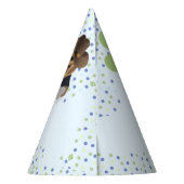 ブルーグリーンカラフルかわいい子犬パーティー帽子 パーティーハット (裏面)