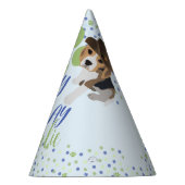 ブルーグリーンカラフルかわいい子犬パーティー帽子 パーティーハット (右)