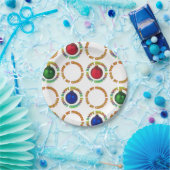 ブルーグリーンカラフルレッド第1期クリスマスパターン ペーパープレート (パーティー)