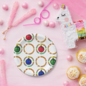 ブルーグリーンカラフルレッド第1期クリスマスパターン ペーパープレート (パーティー)