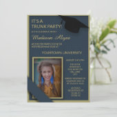 ブルーグリーンカレッジドミナートシャワートランクパーティー写真 招待状 (スタンド正面)